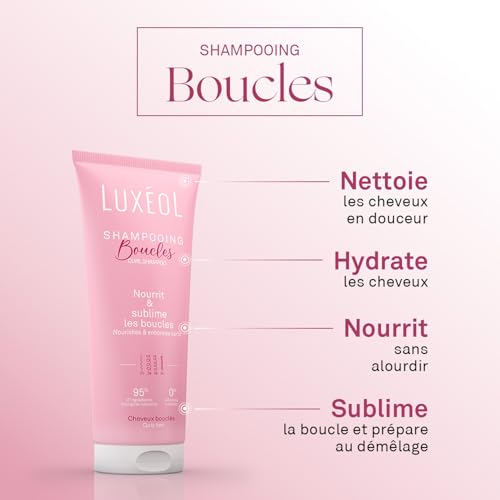 Luxéol Shampoing Cheveux Bouclés - Effet Anti-Frisottis, Méthode Curly Hair, Sans Sulfates et Sans Silicones - 200 ml