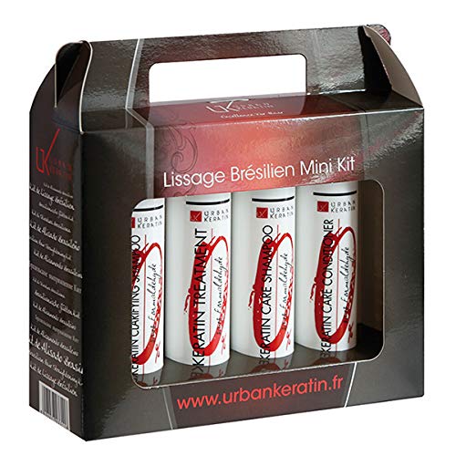 Urban Keratin Mini Kit Lissage Brésilien Salon-Grade Pour Cheveux Naturels 100g - Étui Compact pour Femme - Résultats Du