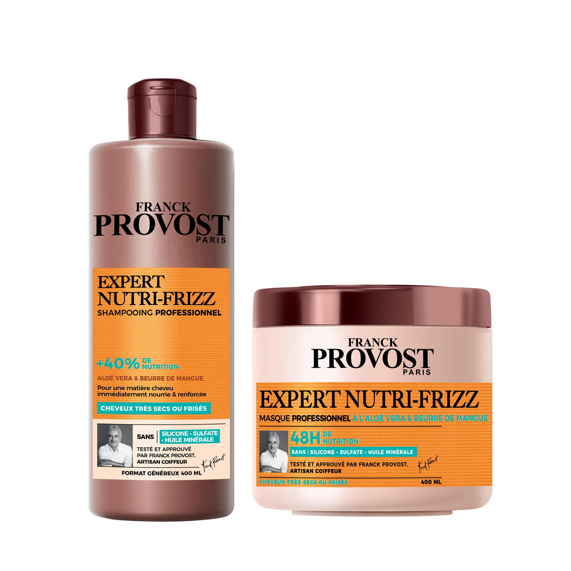 Franck Provost Shampoing Sans Sulfate pour Cheveux Frisés - Nutri-Frizzi Expert avec Aloe Vera & Beurre de Karité - 300m